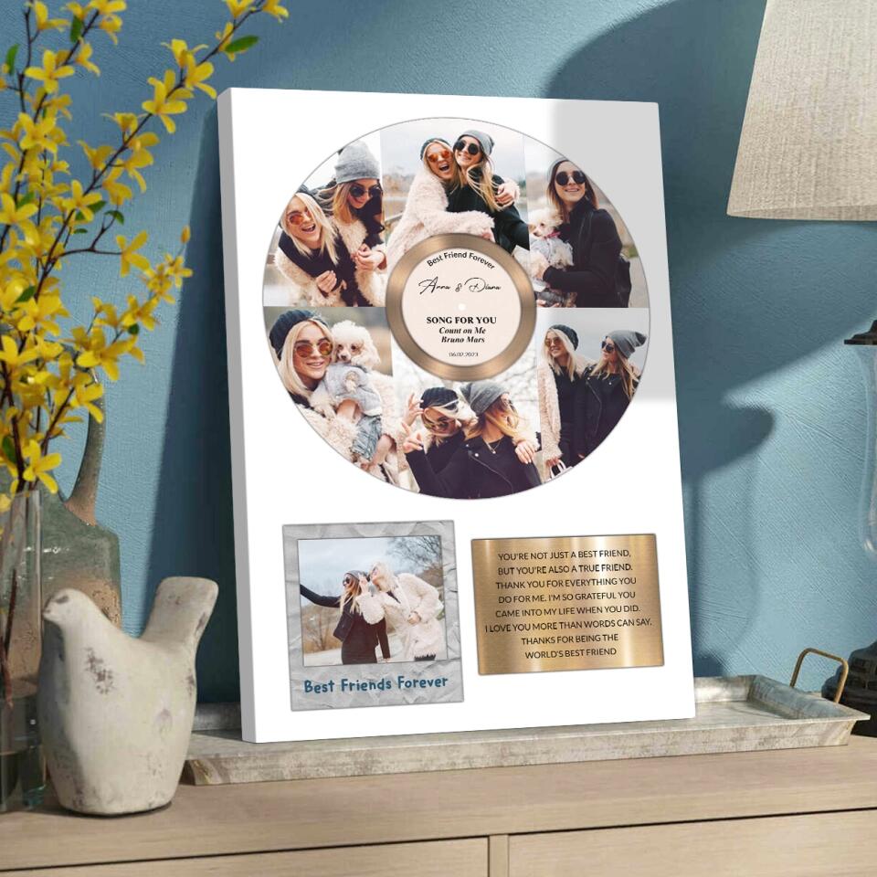 Best Friend Forever Vinyl Records Song - Custom Canvas Poster - Anniversary Gift For Friends