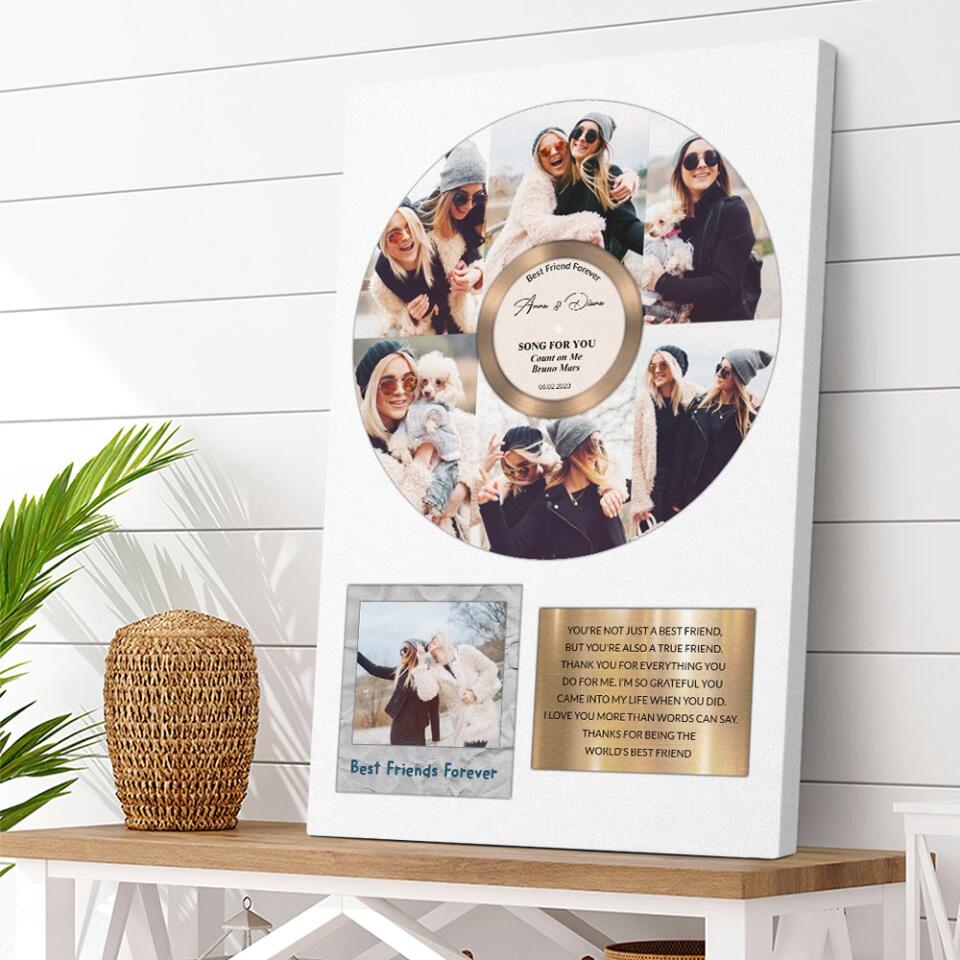 Best Friend Forever Vinyl Records Song - Custom Canvas Poster - Anniversary Gift For Friends