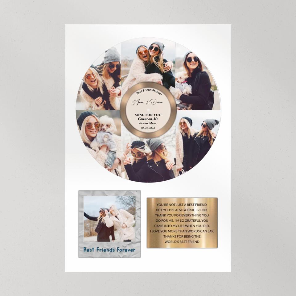 Best Friend Forever Vinyl Records Song - Custom Canvas Poster - Anniversary Gift For Friends