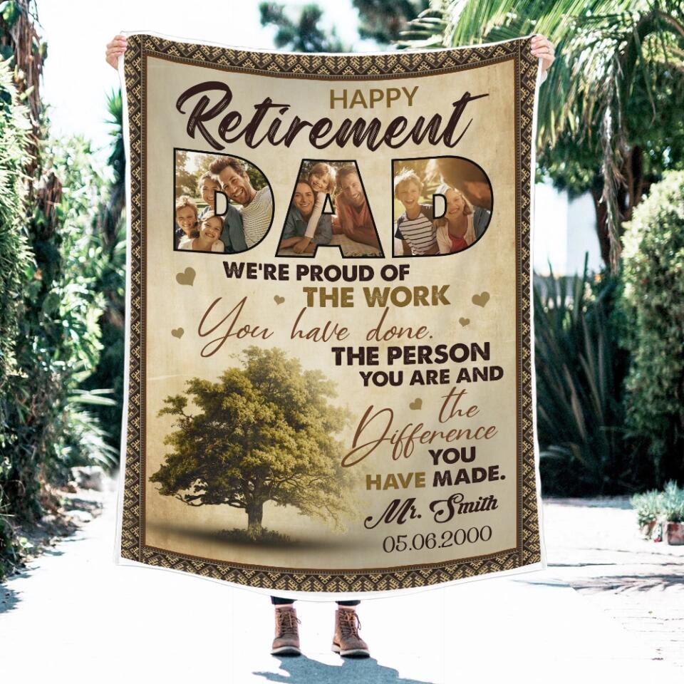 Happy Retirement Dad Custom Blankets Retirement Gifts For Dad