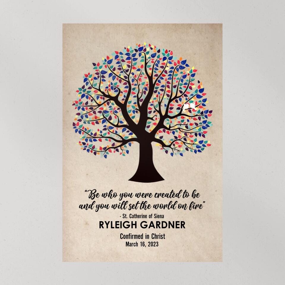 Be Who You Were Created To Be Vintage Tree - Custom Canvas Poster - Confirmation Gift