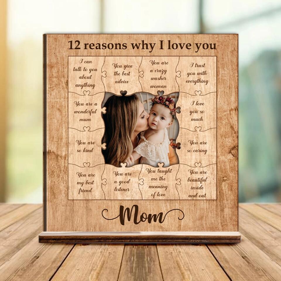 12 Reasons Why I Love You Mom - Personalized Photo - Custom Reasons - Mother's Day Gift - Birthday Gift for Mommy Mama Mamaw - Gift from Daughter Son - 303ICNNPWP300