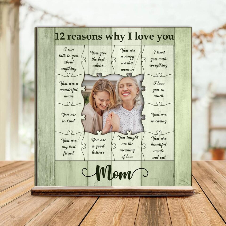 12 Reasons Why I Love You Mom - Personalized Photo - Custom Reasons - Mother's Day Gift - Birthday Gift for Mommy Mama Mamaw - Gift from Daughter Son - 303ICNNPWP300