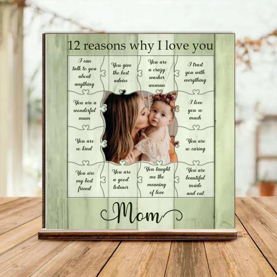 12 Reasons Why I Love You Mom - Personalized Photo - Custom Reasons - Mother's Day Gift - Birthday Gift for Mommy Mama Mamaw - Gift from Daughter Son - 303ICNNPWP300