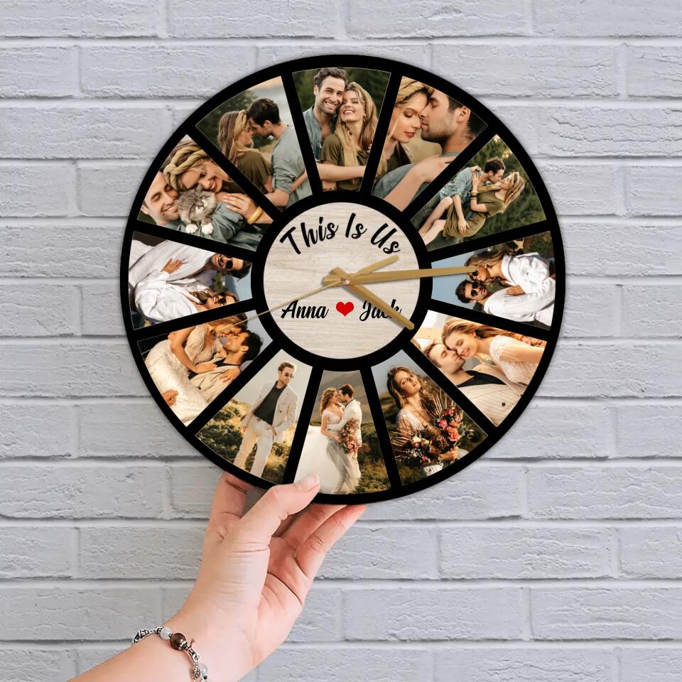Couple Wooden Sign Personalized Valentine Gifts - This Is Us Time of Love - Photo Gifts - Custom Wall Clock - Anniversary, Valentine Gift For Couples