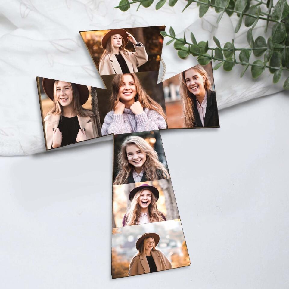 Custom Photo Collage - Personalized Upload Image Wooden Sign - Christian Gifts