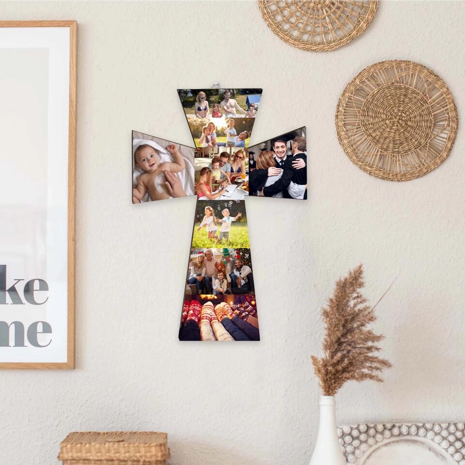 Custom Photo Collage - Personalized Upload Image Wooden Sign - Christian Gifts