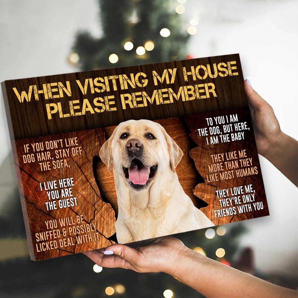 When Visiting My House Please Remember - Custom Canvas Poster - Gift For Dog Lovers