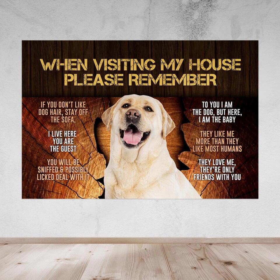 When Visiting My House Please Remember - Custom Canvas Poster - Gift For Dog Lovers