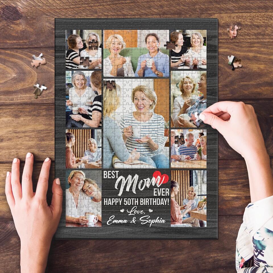 Best Mom Ever Happy Birthday - Rectangle Puzzle Custom Photos - Gift for Mom on Birthday