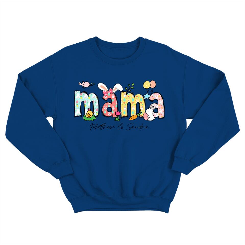 Easter Day Gift for Mama - Bunny Carrots Eggs Easter Day Theme - Personalized Kid's Name - Custom Nickname - Unisex T-shirt - Easter Day Gift - Mother's Day Gift - 303ICNLNTS401
