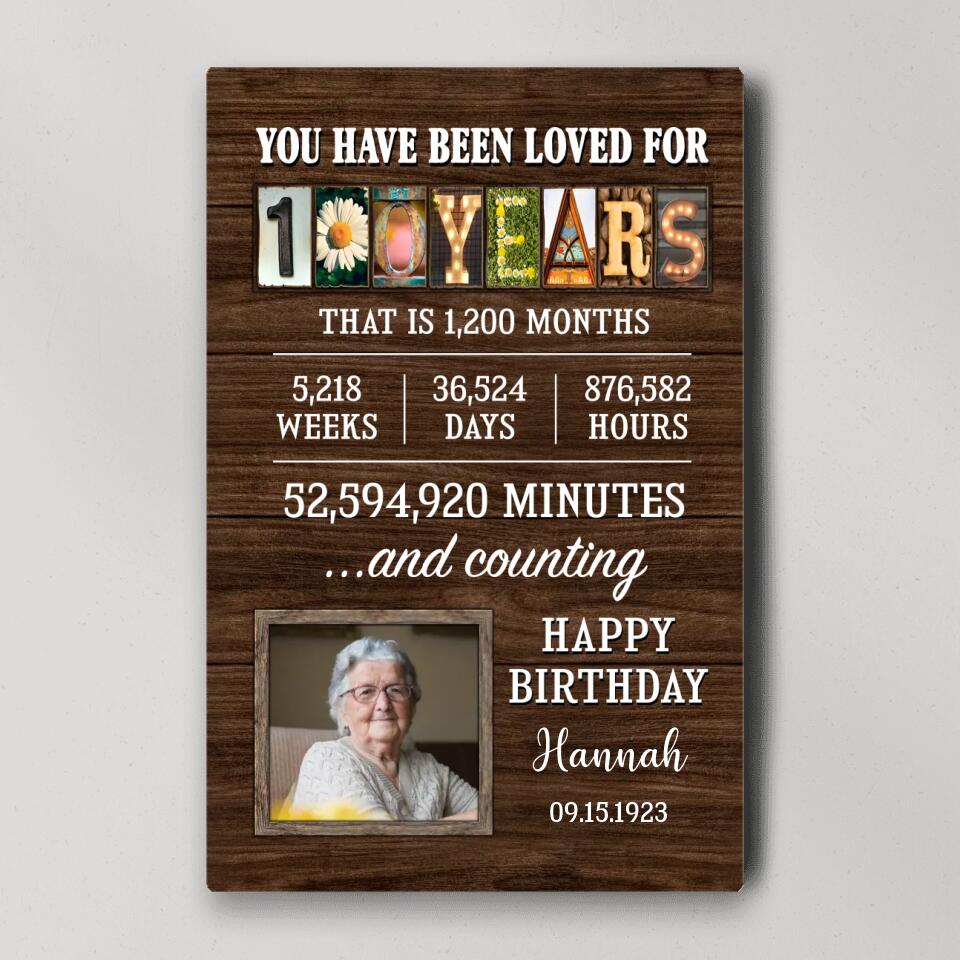You Have Been Loved For 100 Years - Custom Canvas Poster - 100th Birthday Gift For Grandparents