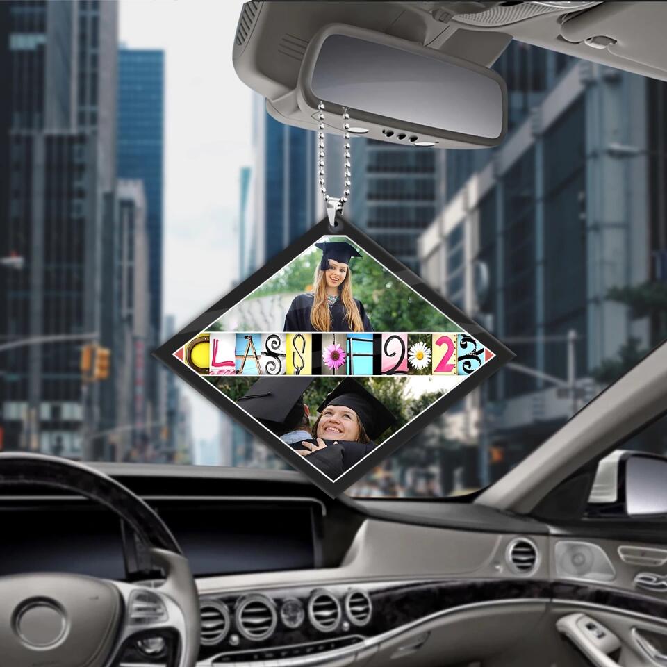 Class of 2023 - Personalzied Photos - Custom Name - Academic Cap Shape Ornament - Car Ornament - Graduation Gift - Gift for Seniors - 303ICNNPOR389