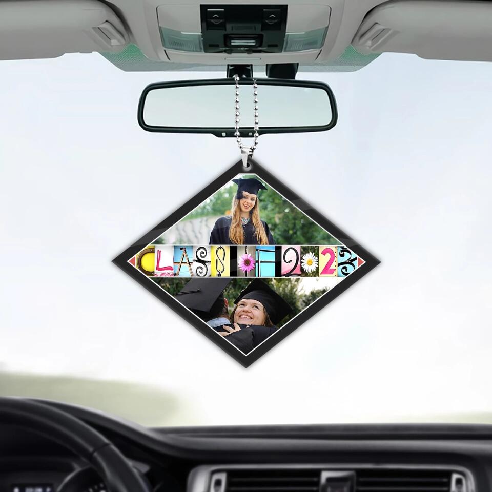 Class of 2023 - Personalzied Photos - Custom Name - Academic Cap Shape Ornament - Car Ornament - Graduation Gift - Gift for Seniors - 303ICNNPOR389