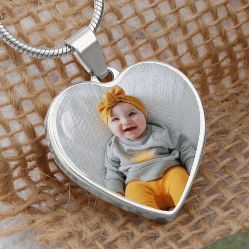 Custom Photo Personalized Heart Silver Necklace Graphic Keychain
