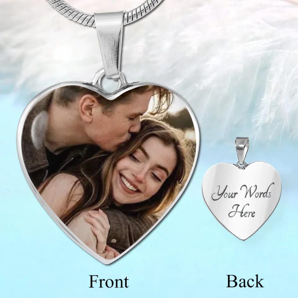 Custom Photo Personalized Heart Silver Necklace Graphic Keychain