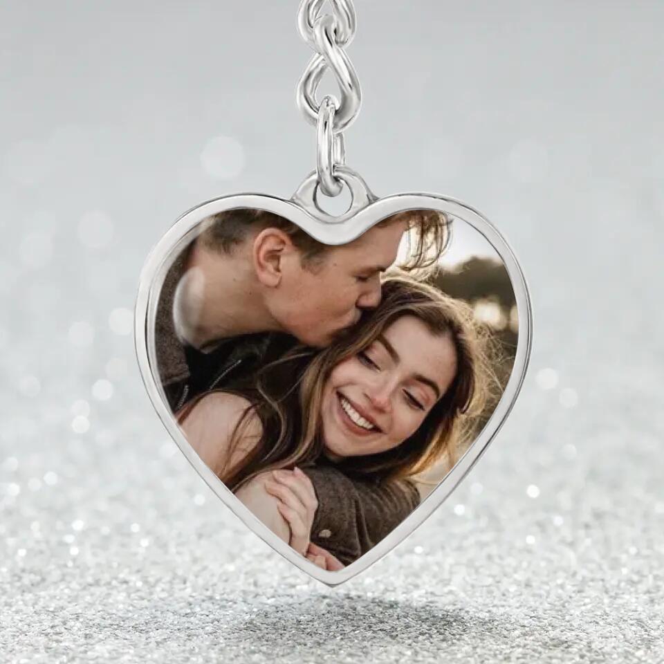 Custom Photo Personalized Heart Silver Necklace Graphic Keychain