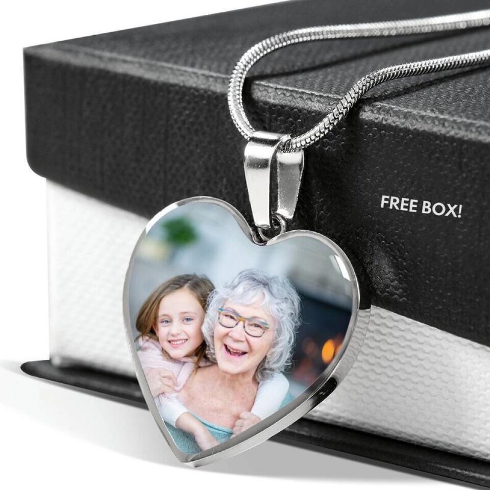 Custom Photo Personalized Heart Silver Necklace Graphic Keychain