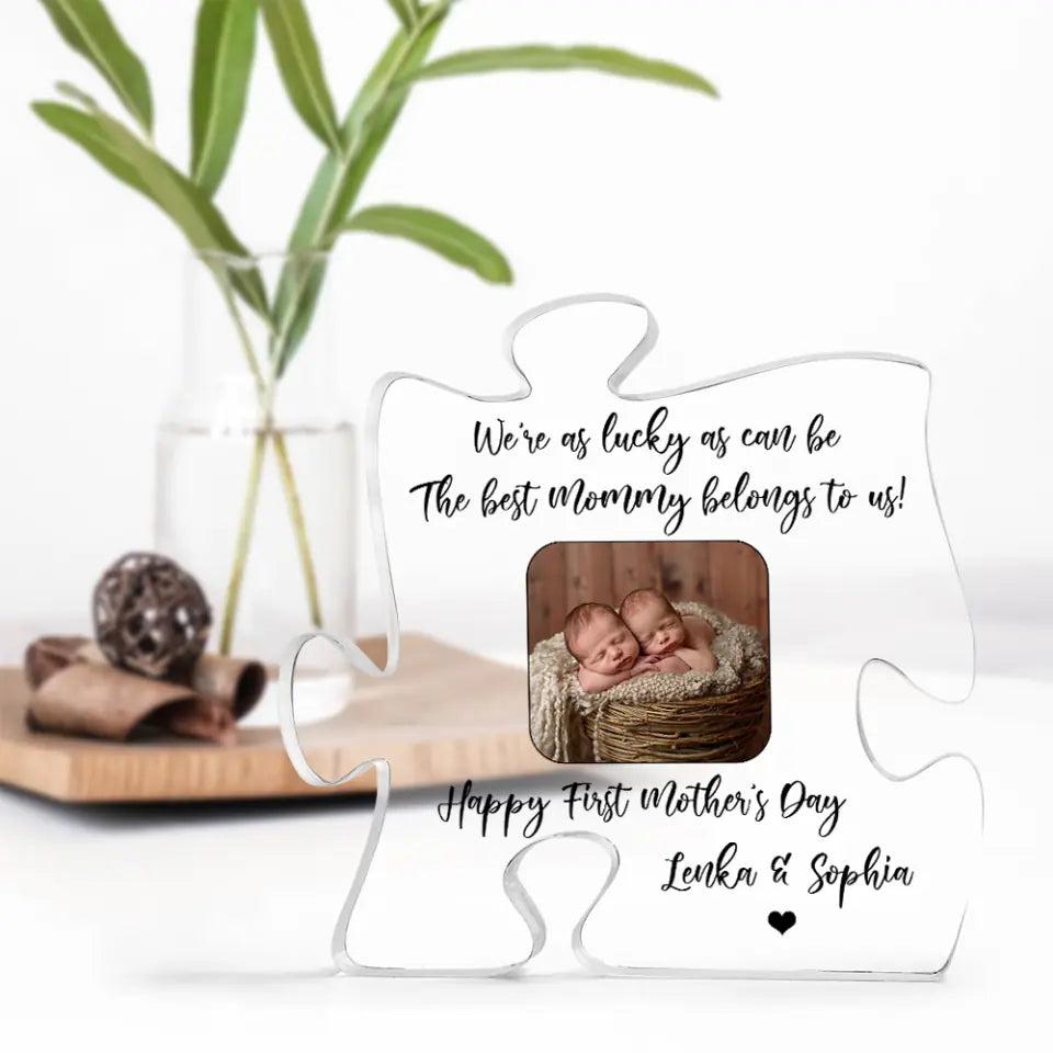 We're as Lucky as Can Be - Personalized Puzzle Acrylic Plaque