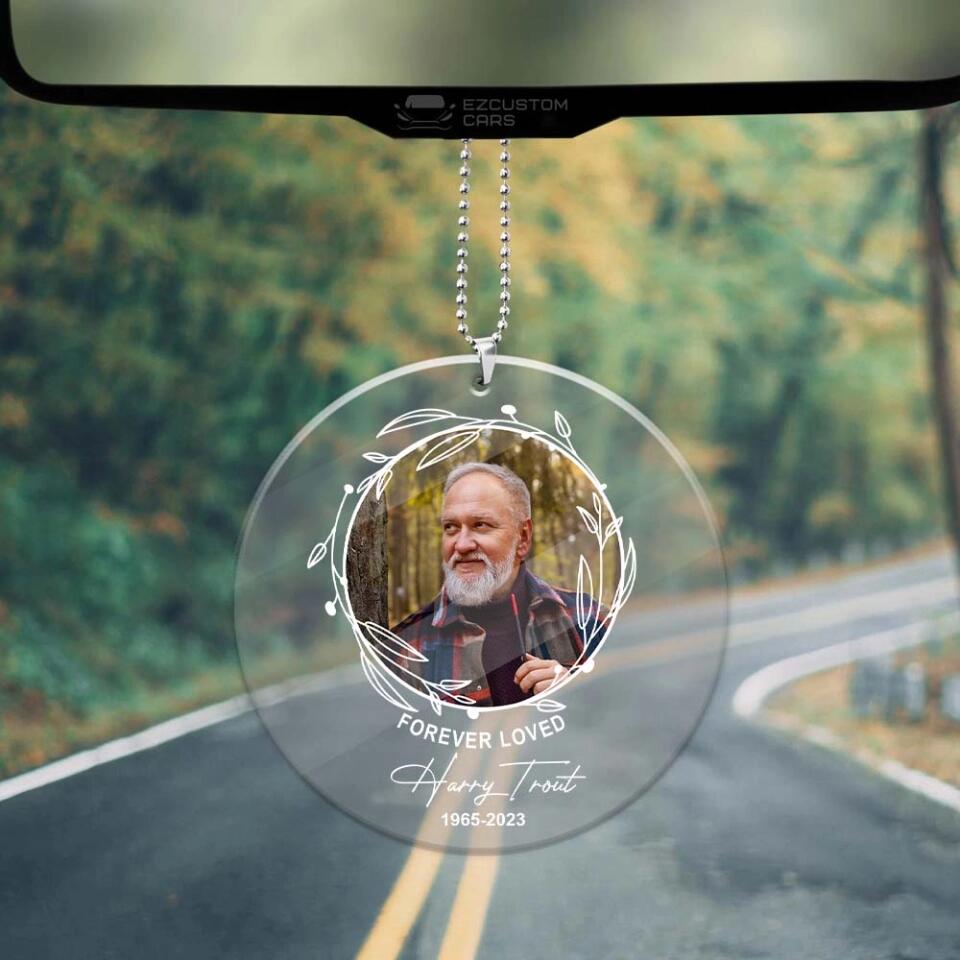 Forever Loved - Personalized Upload Photo Car Ornament - Memorial Gift For Family - Angel In Heaven - For Loss Family Members, Pets
