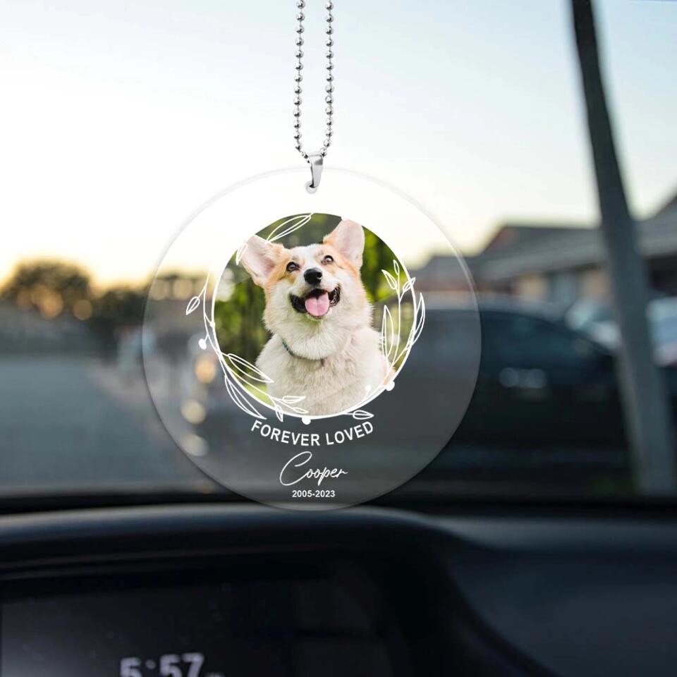 Forever Loved - Personalized Upload Photo Car Ornament - Memorial Gift For Family - Angel In Heaven - For Loss Family Members, Pets