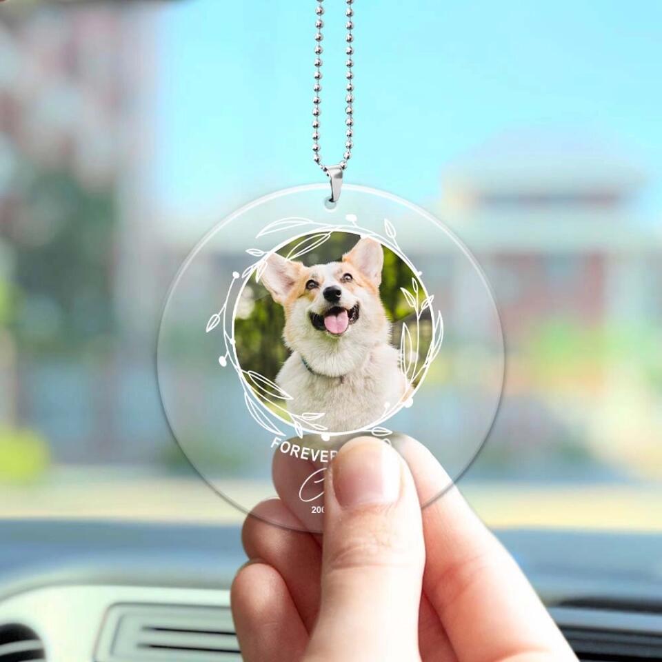 Forever Loved - Personalized Upload Photo Car Ornament - Memorial Gift For Family - Angel In Heaven - For Loss Family Members, Pets