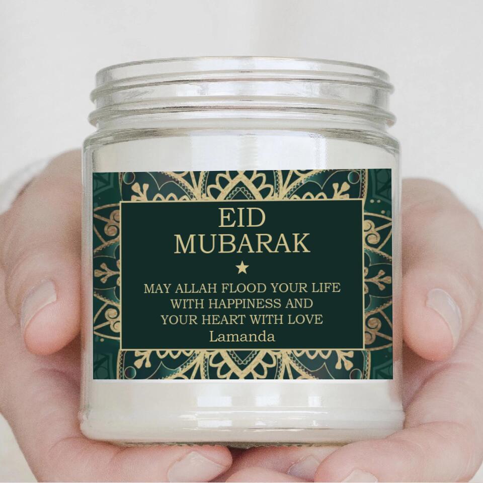 May Allah Flood Your Life With Happiness Custom Candle Gift For Eid Mubarak