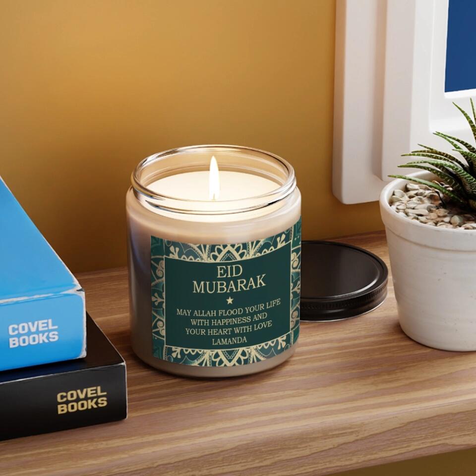 May Allah Flood Your Life With Happiness Custom Candle Gift For Eid Mubarak