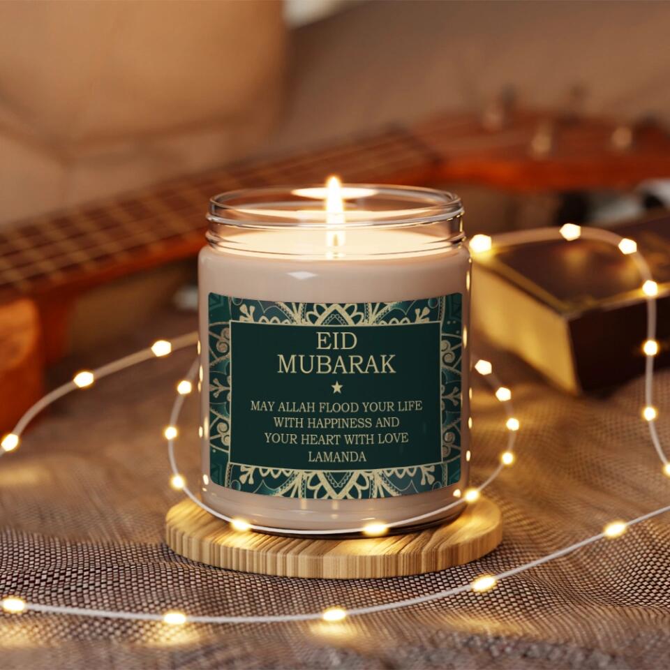 May Allah Flood Your Life With Happiness Custom Candle Gift For Eid Mubarak