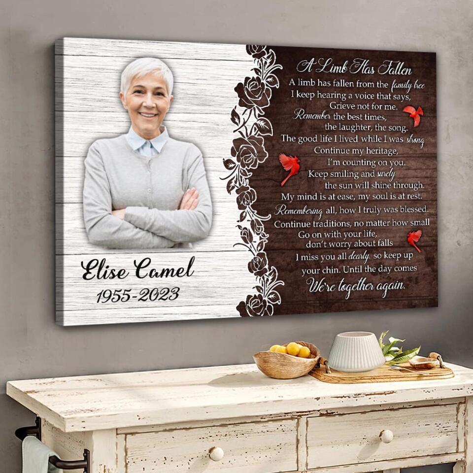 A Limb Has Fallen From The Family Tree Poem - Custom Canvas Poster - Cardinal Remembrance Gifts