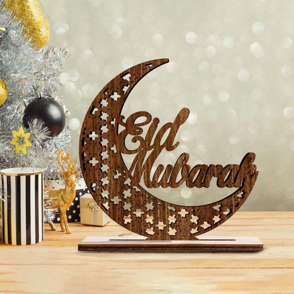 Ramadan Kareem Moon Mosque - Wooden/Acrylic Plaque - Best Home Decor On Muslim Festival Eid Al Fitr Family - 304IHPTLWP041