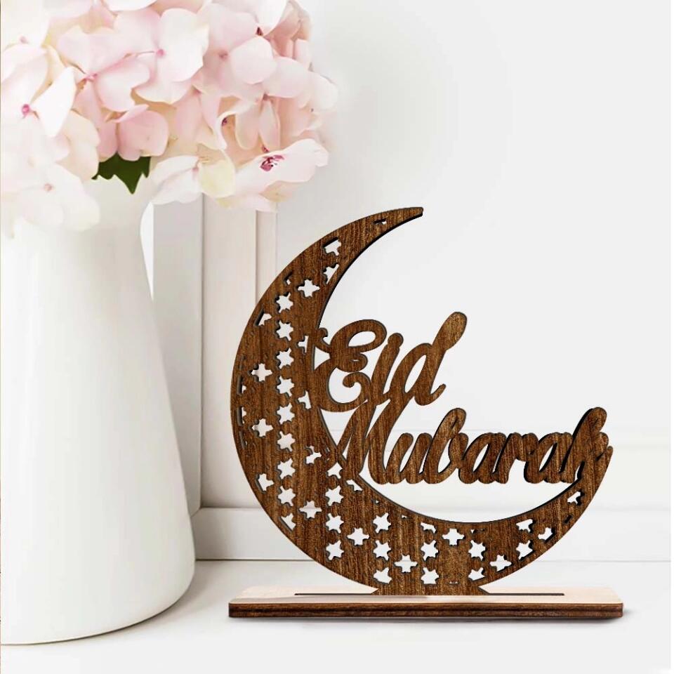 Ramadan Kareem Moon Mosque - Wooden/Acrylic Plaque - Best Home Decor On Muslim Festival Eid Al Fitr Family - 304IHPTLWP041