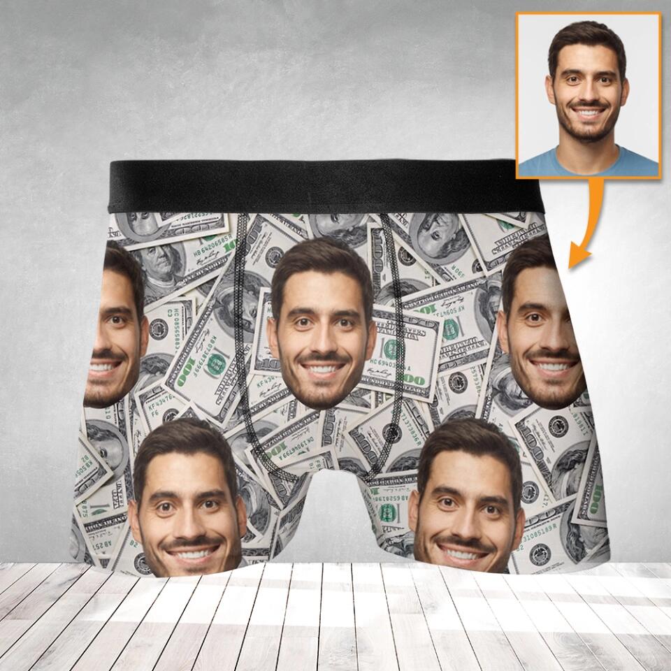 Boxer Brief Underwear with Face - Money
- Upload Face's Image Men's Boxer - Best Gift For Friends funny Gifts - 304IHPNPMB216