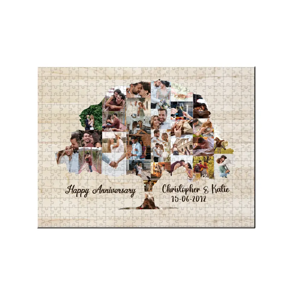 Tree Of Love Custom Photo And Text - Custom Photo Puzzles 500 1000 Pieces - Best Gift For Couple On Anniversaries Birthdays - 209IHPTHPZ153