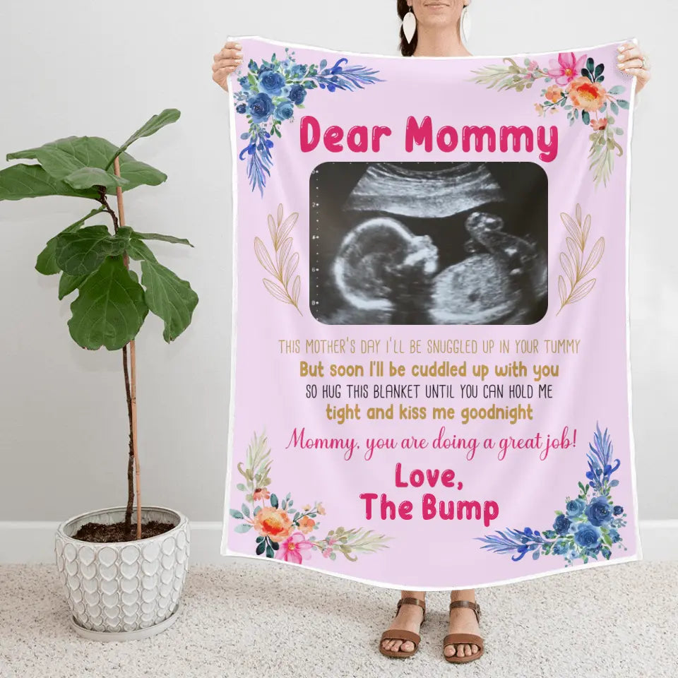 This Mother's Day I'll Be Snugged Up In Your Tummy Custom Blanket Gift For Pregnant Mom