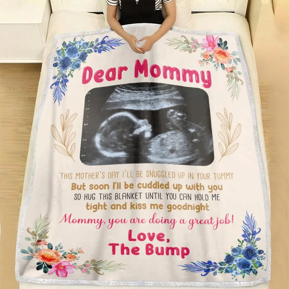 This Mother's Day I'll Be Snugged Up In Your Tummy Custom Blanket Gift For Pregnant Mom