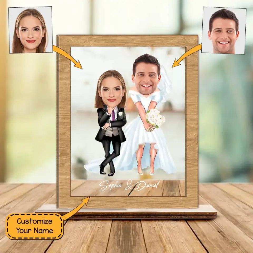 Custom Face Funny Shape For Couple - Personalized Wooden Acrylic Plaque 3 Layers - Best Gift For Couple Wedding Gifts Wedding Anniversaries - 302IHPNPWP281