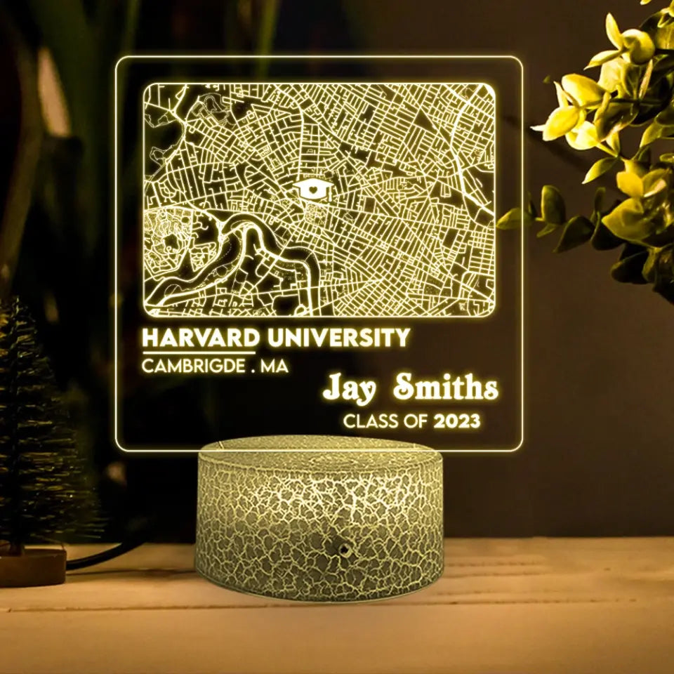 Custom Map 3D LED Light - Graduation Gift For Friends, For Him/Her, Son/Daughter
