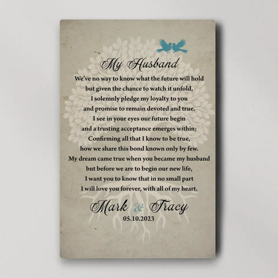 Wedding Vows Canvas - My Dream Came True - Wedding Wall Decoration - Gift for Bride & Groom