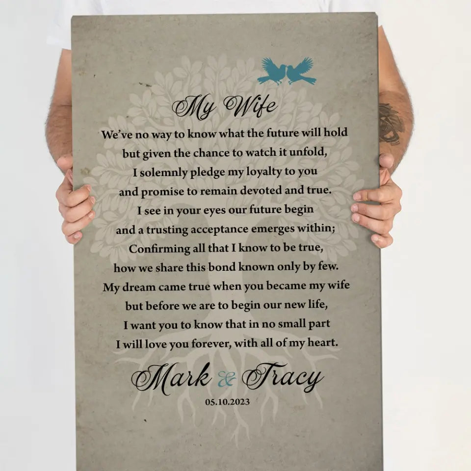 Wedding Vows Canvas - My Dream Came True - Wedding Wall Decoration - Gift for Bride & Groom