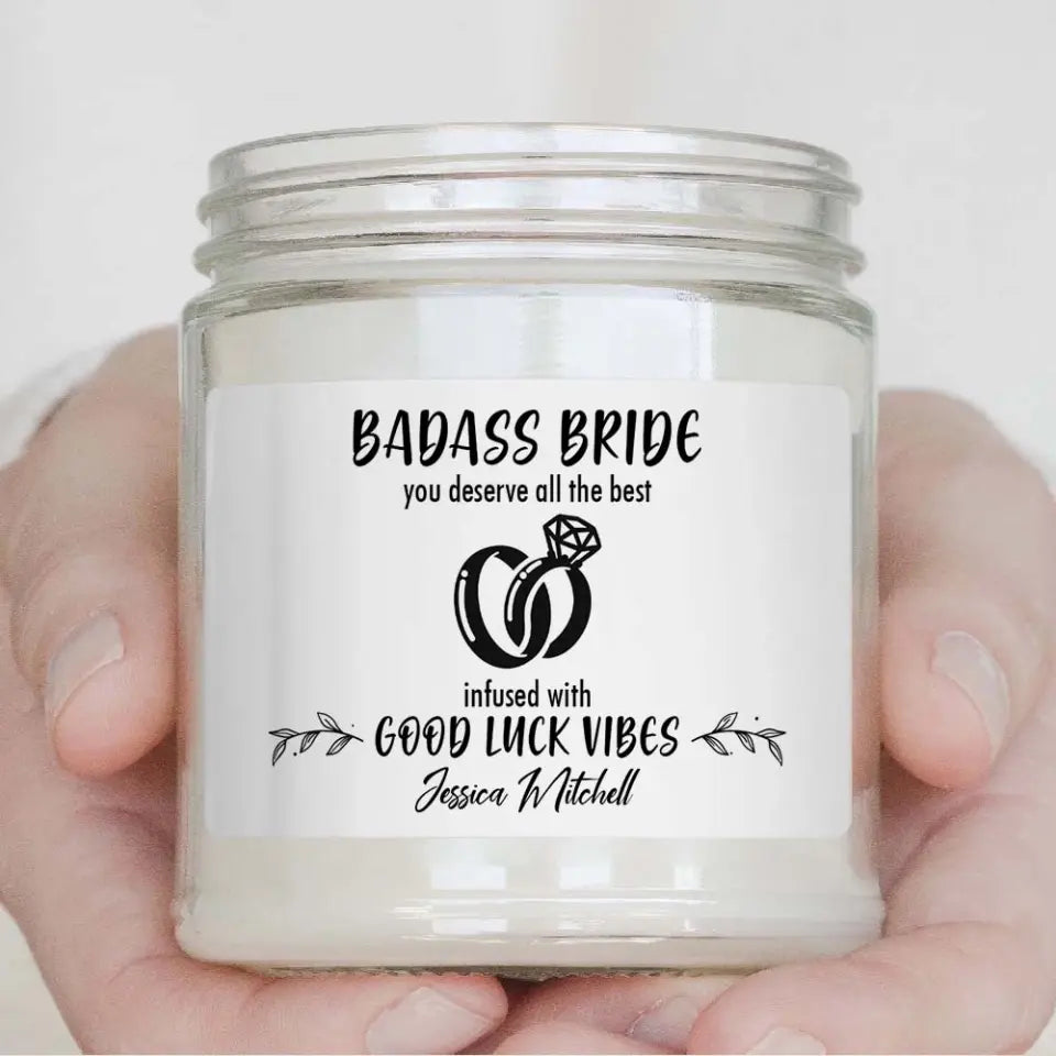 Badass Bride You Deserve All The Best - Personalized Scented Candle - Gift from Groom to Bride