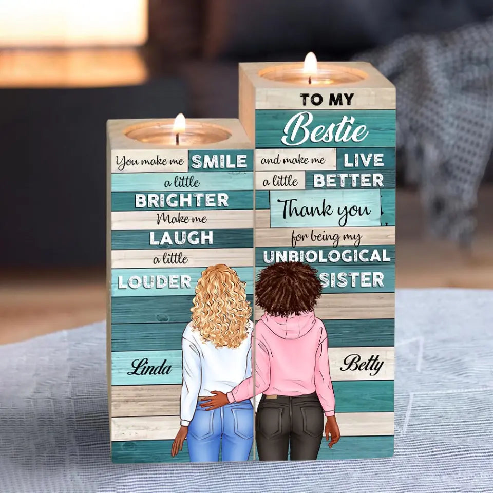 You Make Me Smile - Personalized Wooden Candle Holder - Best Gift For Bestie Friends