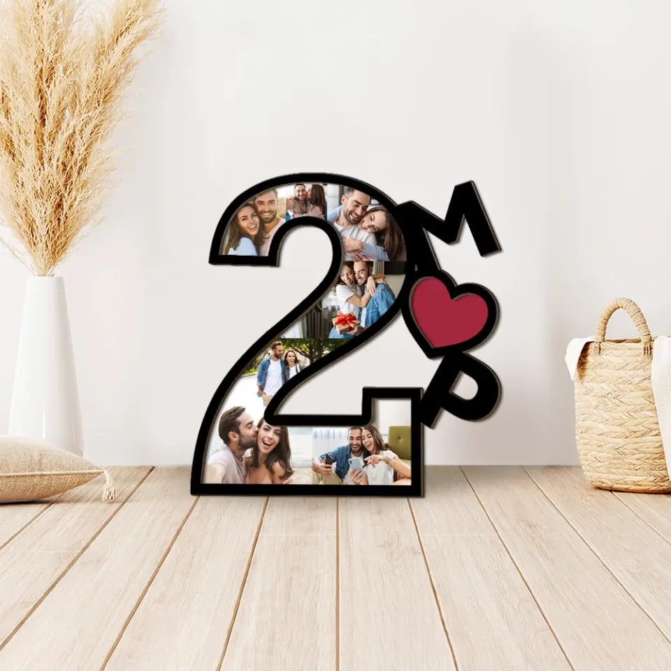 Couple Wooden Sign 2nd Anniversary Gift For Couple - 2 Years Of Anniversary Of Marriage Loving Custom Art Piece