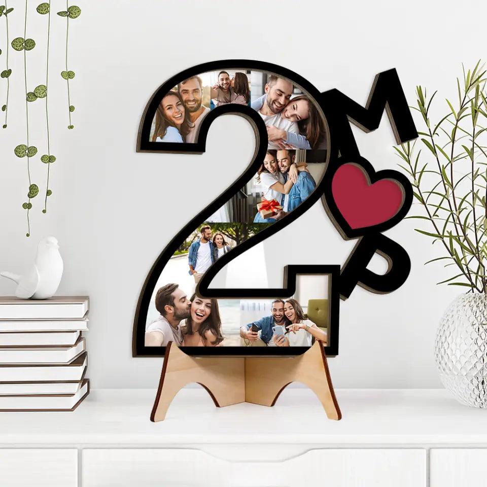 Couple Wooden Sign 2nd Anniversary Gift For Couple - 2 Years Of Anniversary Of Marriage Loving Custom Art Piece