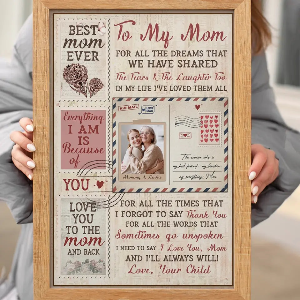 To My Mom For All The Dreams Letter Style - Custom Canvas Poster - Birthday Gift For Mom