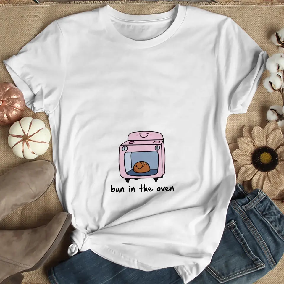 Bun In The Oven - Funny Crew Neck Sweatshirt - Tshirt For Pregnant Mom | 305IHPNPTS615