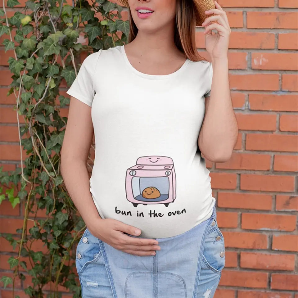 Bun In The Oven - Funny Crew Neck Sweatshirt - Tshirt For Pregnant Mom | 305IHPNPTS615
