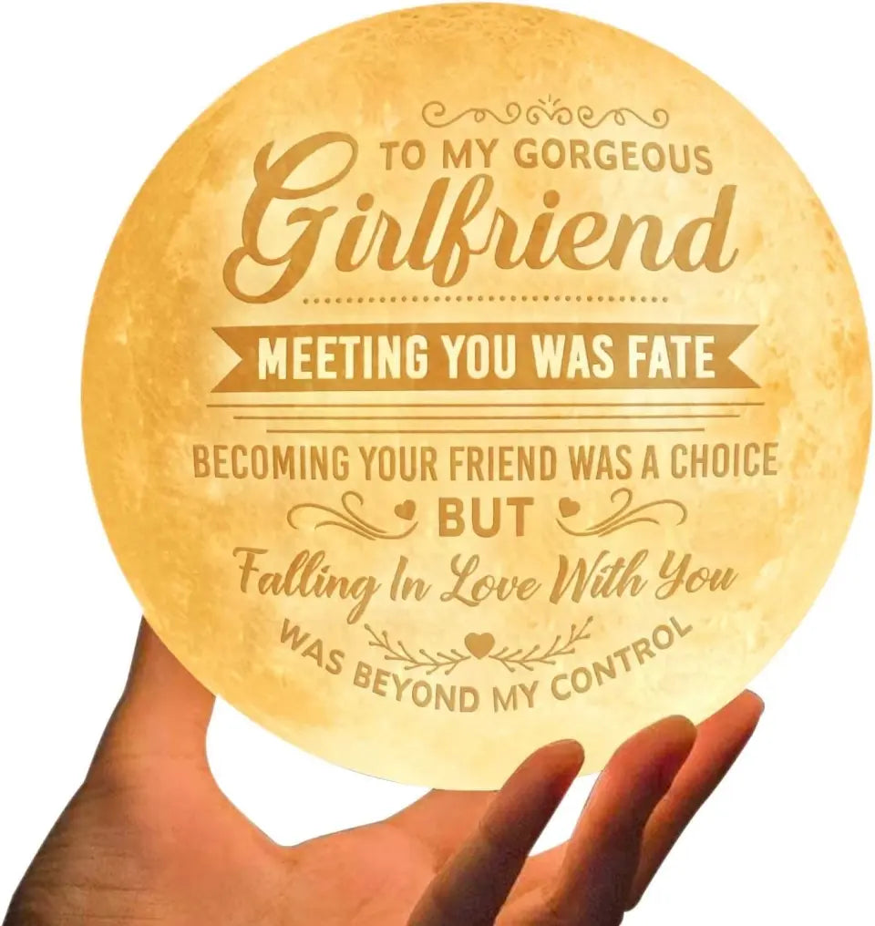Falling In Love With You Was Beyond My Control - Personalized 3D Moon Lamp - Gift For Girlfriend
