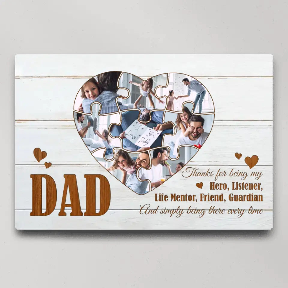 Dad Thanks For Being My Hero - Custom Canvas Poster - Father's Day Gifts