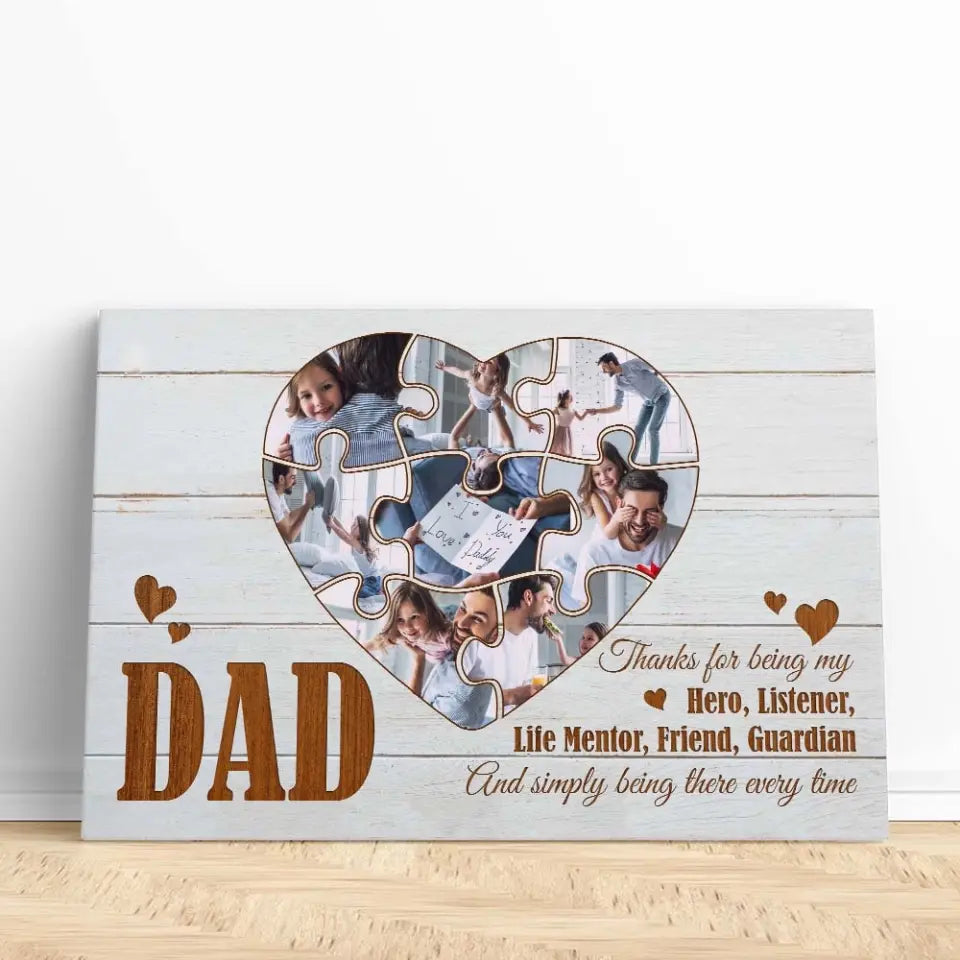 Dad Thanks For Being My Hero - Custom Canvas Poster - Father's Day Gifts